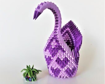 3D Handmade Origami Swan, origami paper swan, purple swan,wedding gift,anniversary gift, swan gift