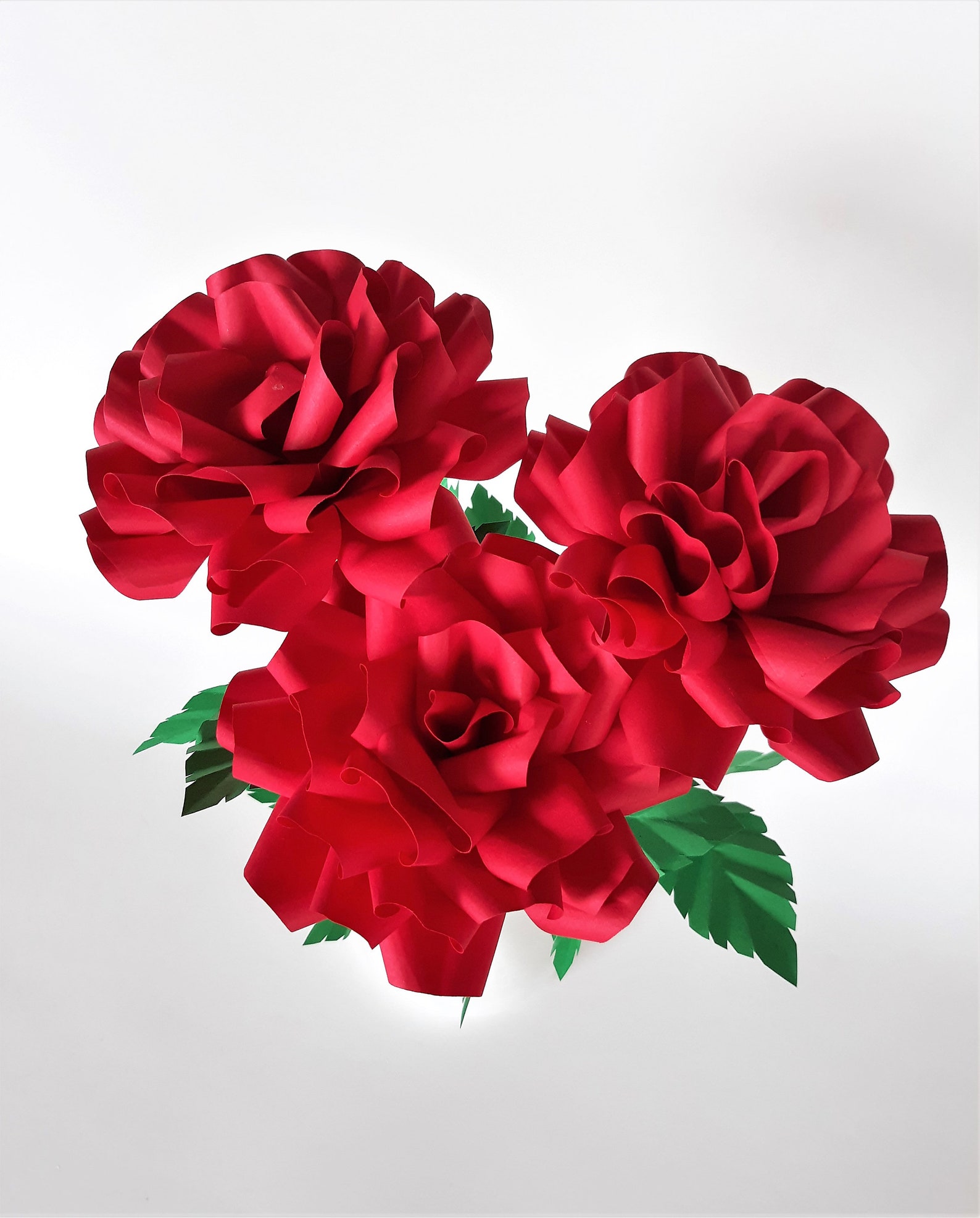 Red Paper Roses on Stem Bouquet Paper Roses on Stem Bouquet Etsy