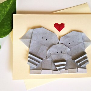 Origami Elephant Family Greeting Card First Baby Congratulation Card New baby Card image 4