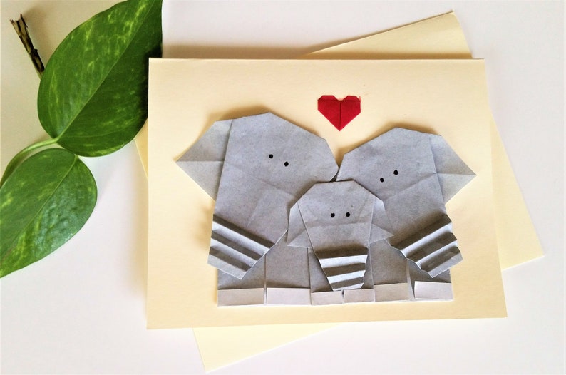 Origami Elephant Family Greeting Card First Baby Congratulation Card New baby Card image 4