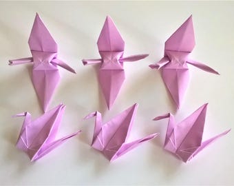 100 Light Purple Origami Paper Cranes, 3.5 " , Wedding Party decoration