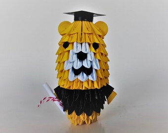 Cute 3D Origami Graduation Bear, Cute 3D Origami Bear, 3D origami Teddy Bear, Handmade Origami Bear, Graduation Bear Gift