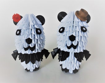 Cute Panda Bear, Cute 3D Origami Panda Bear, Mr and Mrs Panda bear, Panda Gift, Panda Bear Decor, Panda Bear Toy