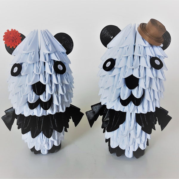 Cute Panda Bear, Cute 3D Origami Panda Bear, Mr and Mrs Panda bear, Panda Gift, Panda Bear Decor, Panda Bear Toy