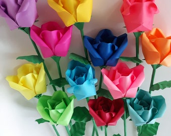 Origami Paper Rose, Origami Rose, Paper Rose, Origami Flower, Paper Flower, Pick your color