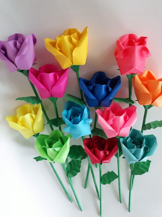 Origami Paper Rose Origami Rose Paper Rose Origami Flower Etsy