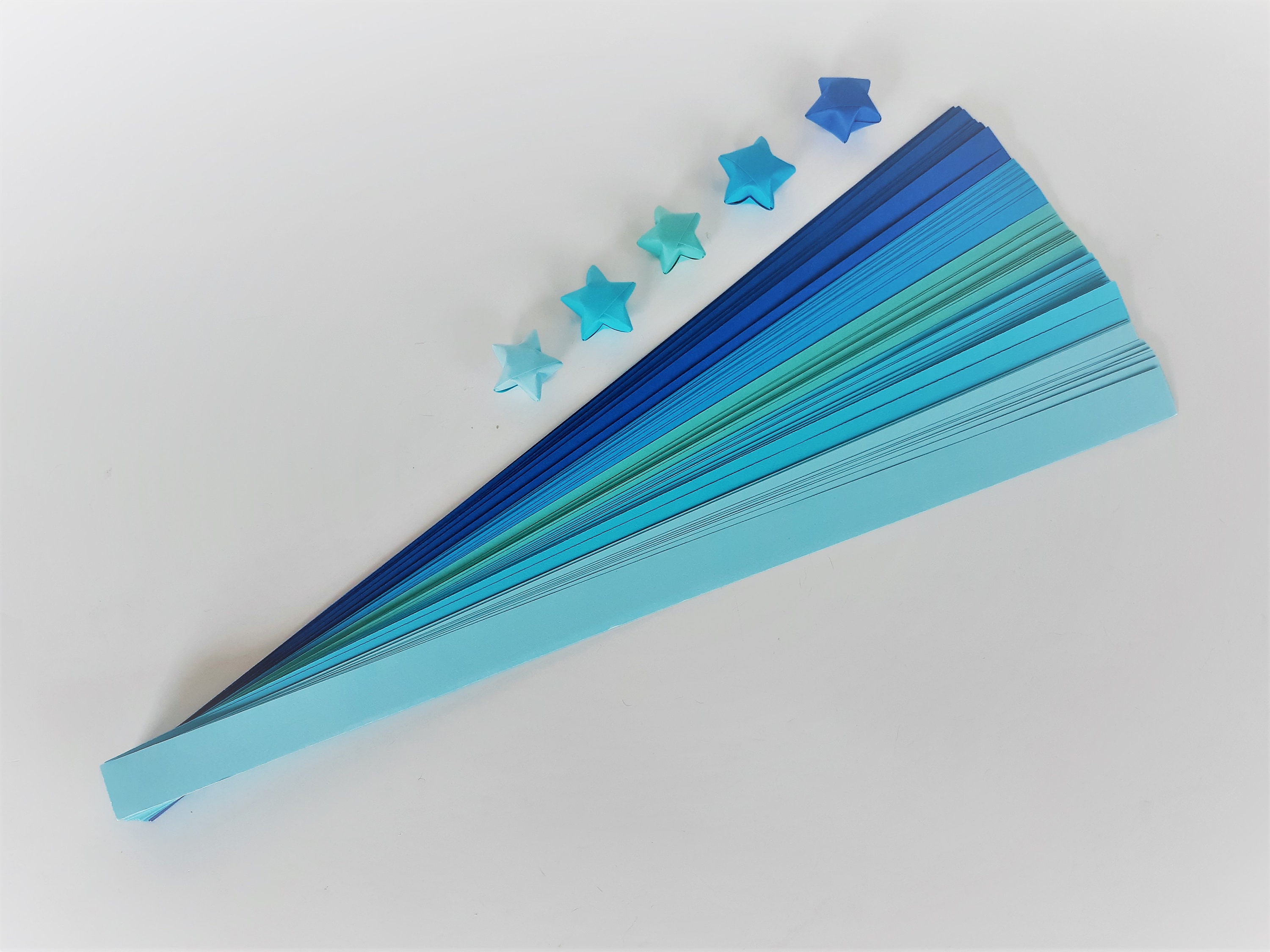 Origami Lucky Star Paper Strips 100 Count Blue Mix Sea &amp; Sky | Etsy