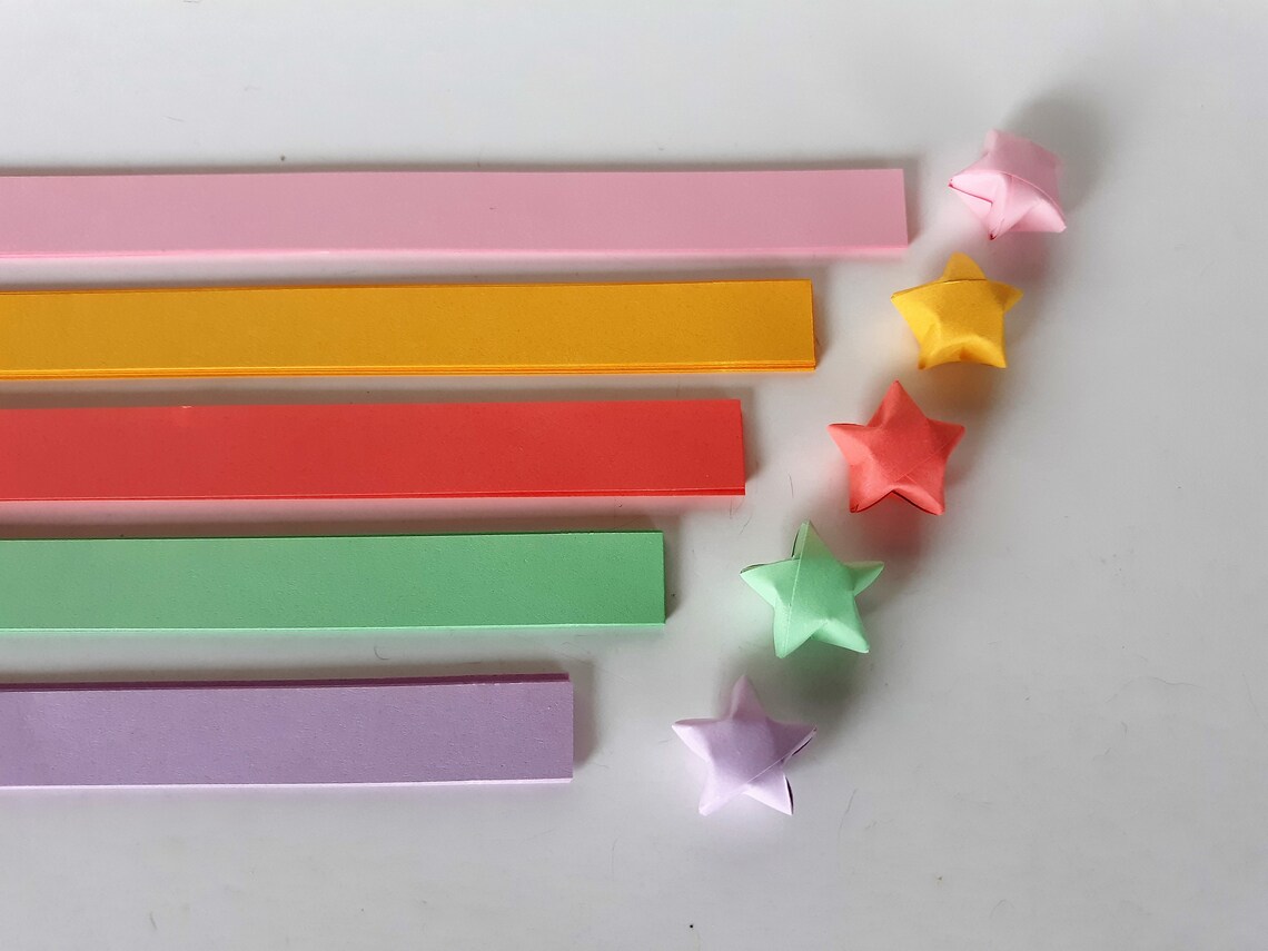 Origami Lucky Star Paper Strips 100 Count Pastel Delight Mix Etsy