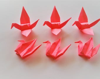 100 Pink Origami Paper Cranes, 3.5" , Wedding Party decoration