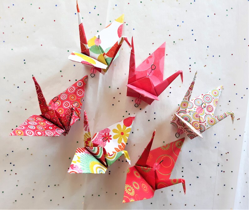 Origami Crane hanging OrnamentsRandom set Etsy