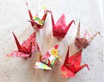 6 Origami Crane hanging Ornaments-Random set