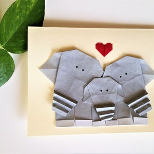 Origami Elephant Family Greeting Card First Baby Congratulation Card New baby Card image 8