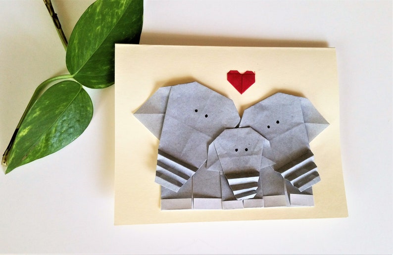 Origami Elephant Family Greeting Card First Baby Congratulation Card New baby Card image 8