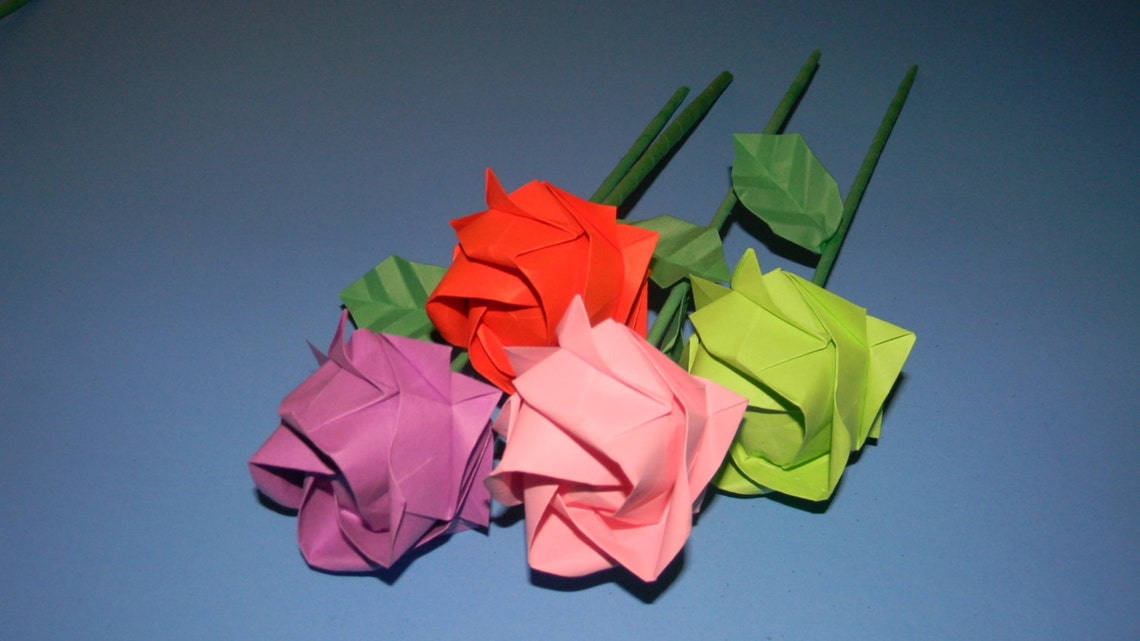 Origami Paper Rose 1origami Rosepaper Rosepaper Etsy