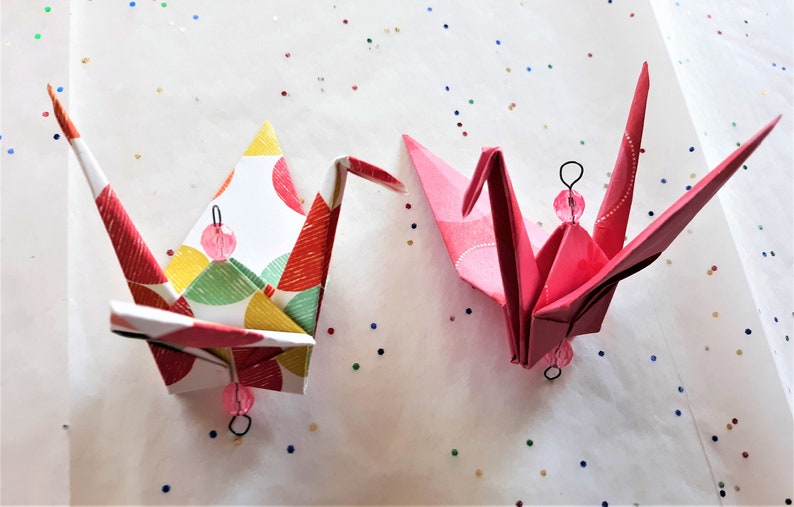 Origami Crane Hanging Ornaments Random Set Etsy