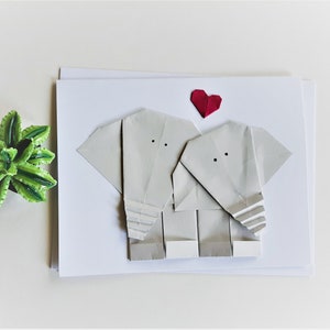 Carte d'anniversaire en origami | Carte de mariage 3D| Carte de fiançailles de mariage | Carte d'éléphant en origami| Carte animal en origami| Carte Insolite| Carte drôle