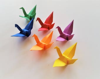 100 Rainbow Color Origami Paper Cranes, 3.5 " , Wedding Party decoration