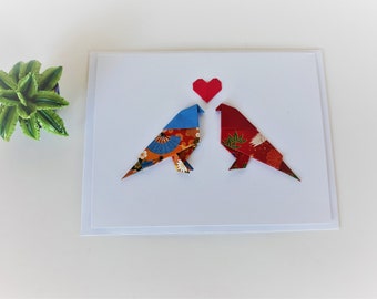 Origami Anniversary Card|Origami Valentine's day Card|Origami Wedding card|Origami love birds Greeting Card|Origami Love Card