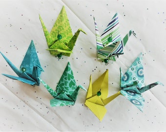 6 Origami Crane hanging Ornaments-random set