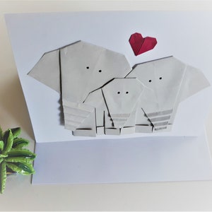 Origami Elephant Family Greeting Card First Baby Congratulation Card New baby Card image 3