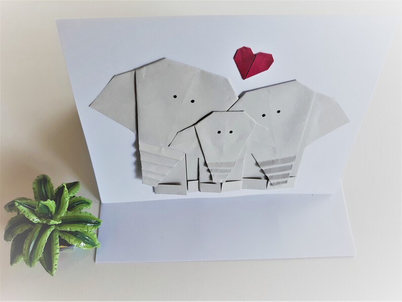 Origami Elephant Family Greeting Card First Baby Congratulation Card New baby Card image 3