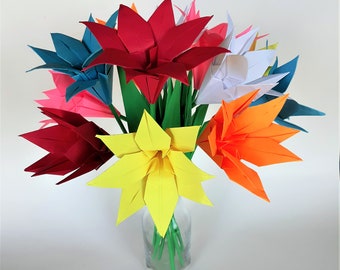 Origami Lily Bouquet, Origami paper Flowers, Origami home decorations