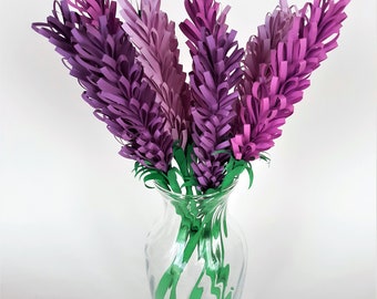 Paper Lavender Bouquet, Paper flower bouquet, 12 stems of Lavender