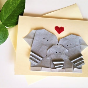 Origami Elephant Family Greeting Card First Baby Congratulation Card New baby Card image 6