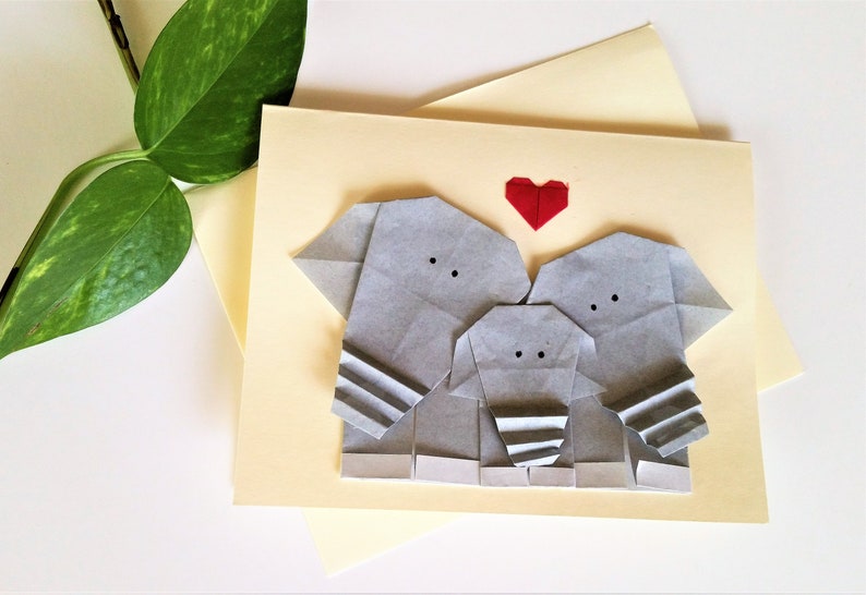 Origami Elephant Family Greeting Card First Baby Congratulation Card New baby Card image 6