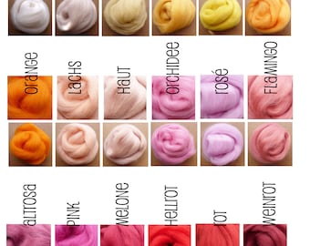 89,-Euro/1kg * Comb for felting - free color combination - choose from 49 colors 100g