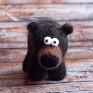Needle-felted brown bear