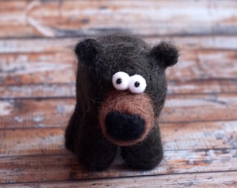 Needle-felted brown bear