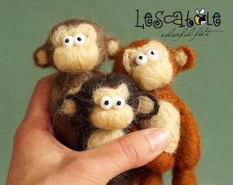 Small felt monkey in desired colour