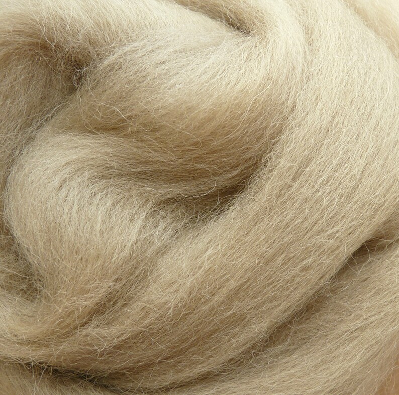 89,Euro/1kg 50g moosfarbener Kammzug reine Wolle Merino Bild 1