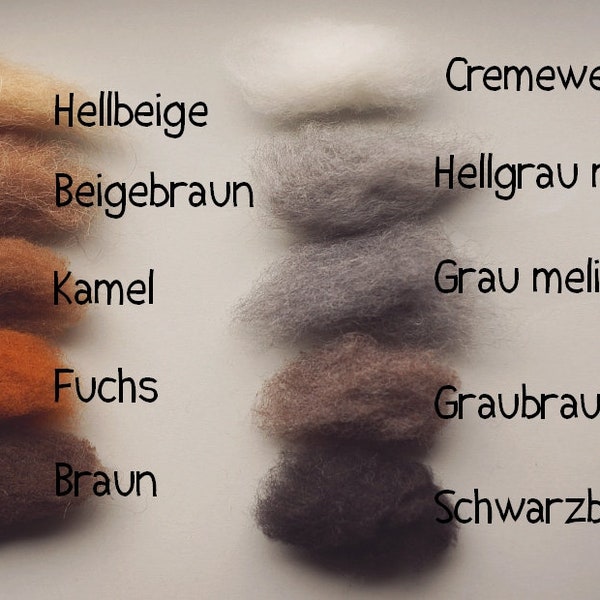 90,-Euro/kg* 50g naturfarbenes Wollvlies - reine Wolle - wähle aus 10 Varianten