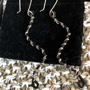 Black and silver wire wrapped statement earrings