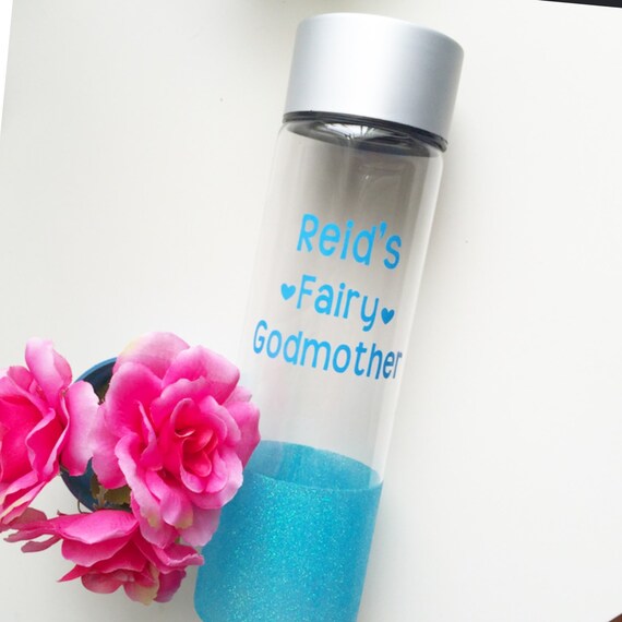 Items similar to Custom Glittered Water Bottle// Fairy Godmother on Etsy