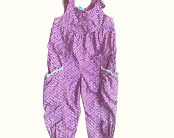 Peto vintage rosa palo con estampado geométrico / Talla 2T / 100% algodón