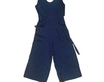 Mono corto culotte vintage de Adrienne Vittadini azul marino con lunares / Talla grande