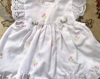 Little Billy Vintage witte set babymeisjes babymeisjes 6-9 m met bloemenoogjes