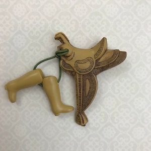 Vintage 1940's Plastic Saddle and Boots Pin/Brooch