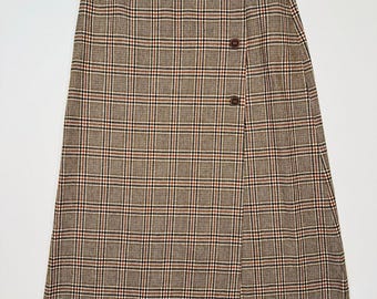 Vintage 1970’s Handmade Plaid Tweed Maxi Length Wrap Skirt