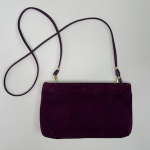 Bolso de hombro Juliette vintage de piel de ante morada auténtica, años 80