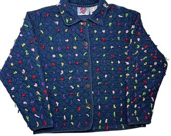Vintage 1990s Gesteppte Jeansjacke
