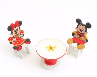 Vintage Hand Painted Lorraine Scuderi Dollhouse Table Chair Set