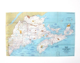 Vintage 1975 National Geographic Map of New Hampshire Vermont Massachusetts ..