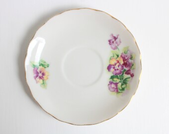 Vintage Ring Dish, Floral Ring Dish, Flower Ring Dish, Pansy Ring Dish, Purple Ring Dish, Jewelry Dish Trinket Dish Ring Dish,Purple & White