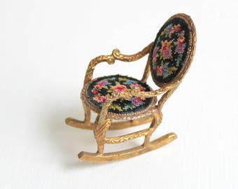 Dollhouse Miniatures Brass Mesh Swivel Chair RARE #2