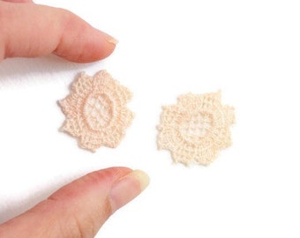 Set of 2 Dollhouse Crochet Lace Doilies, 1:12, Vintage