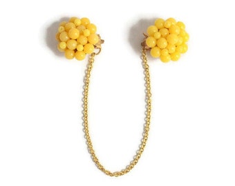Yellow Beaded Sweater Clips